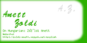 anett zoldi business card